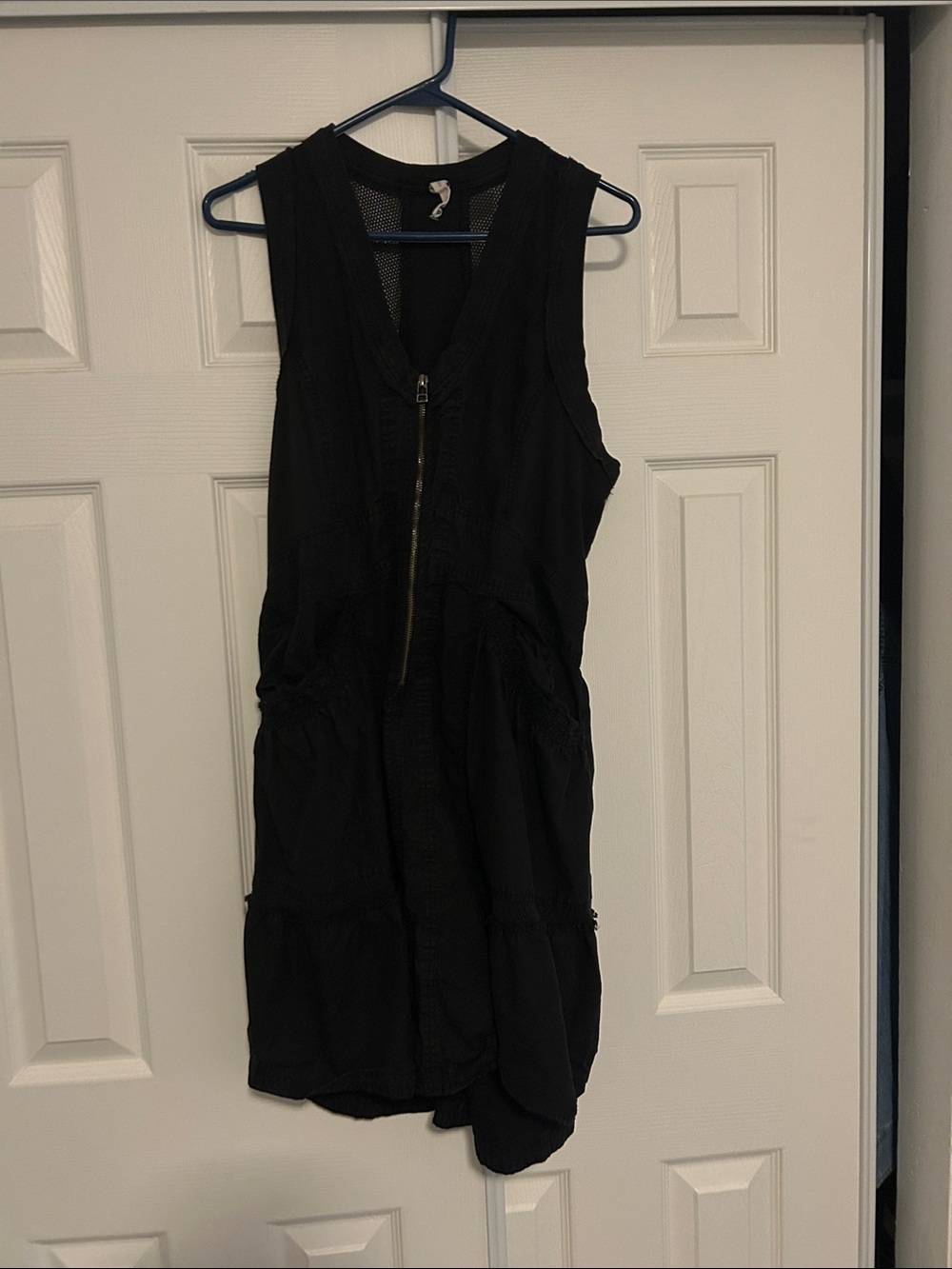Sleeveless Black Zip-Front Mini Dress